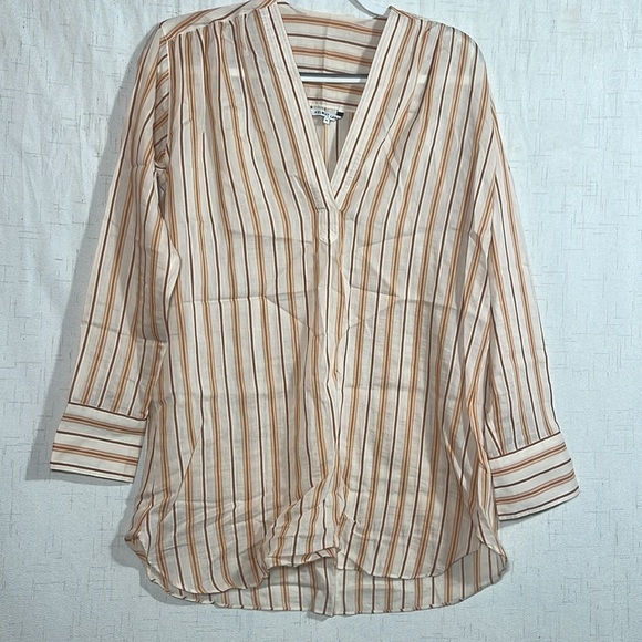 Helmut Lang Light Weight Striped Tunic Top Size XS Preppy Office Siren Corpcore - Picture 2 of 7